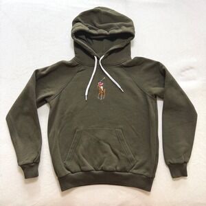 Polo Ralph Lauren Hoodie Kids XS (4/5) Olive Green Big Pony Embroidered Pullover